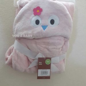 Happy Baby Plush Hooded Blanket Owl- Light Pink