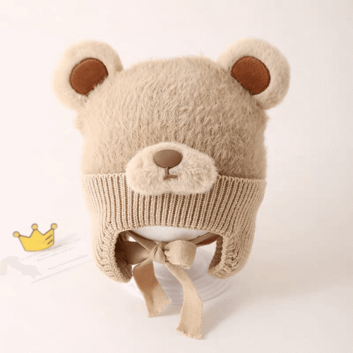 6M To 5Y Newborn Baby Kids Girls Boys Winter Warm Soft Knit Hat Cartoon Bear Solid Elastic Cute Earflap Beanie Ear Protection Cap