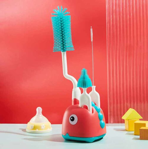 Silicone Bottle Brush 360 Degree Rotation Baby Bottles Cleaner Food Grade Nipple Cleaning Brushes Set BPA Free