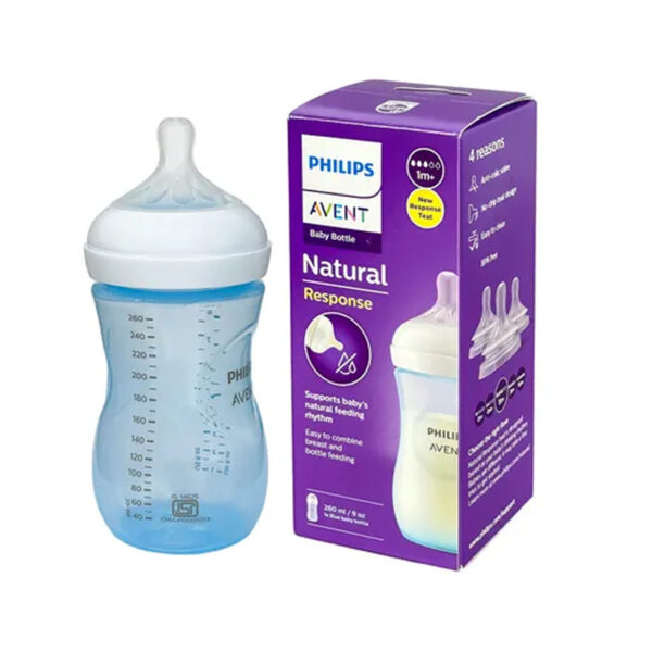 3 Philips Avent Natural Response Blue Color Baby Feeding Bottle 1m+, 260ml