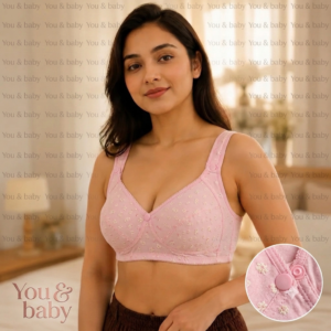 Floral Cotton Comfort Bra ( Set of 3 ) Maternity Bras For Pregnancy And Breastfeeding - pink and skin 40